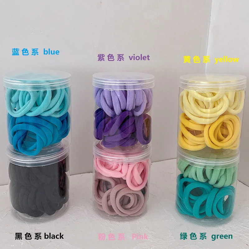 

50pcs Elastic Hair Band Rubber Band Scrunchies for Girl No Box Colorful High Elastic Stretch Cotton Hair Tie Hair Gums Wholesale
