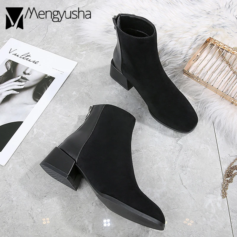 Обувь на плюшевой подкладке зимние сапоги для женщин из кусков меховая отделка