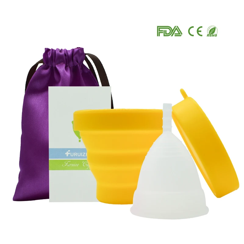 1pcs Menstrual Cup and 1pcs Sterilizer Cup Sterilizing Collapsible Cups to Clean Copa Menstrual Recyclable Foldable Cup