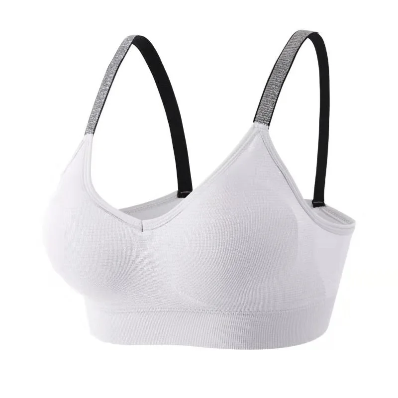 

Sports Bra Women Fitness Tops No Rims Silver Belt Yoga Underwear Quick Dry Padded Seamless Female Push Up Condole Belt Vest H26