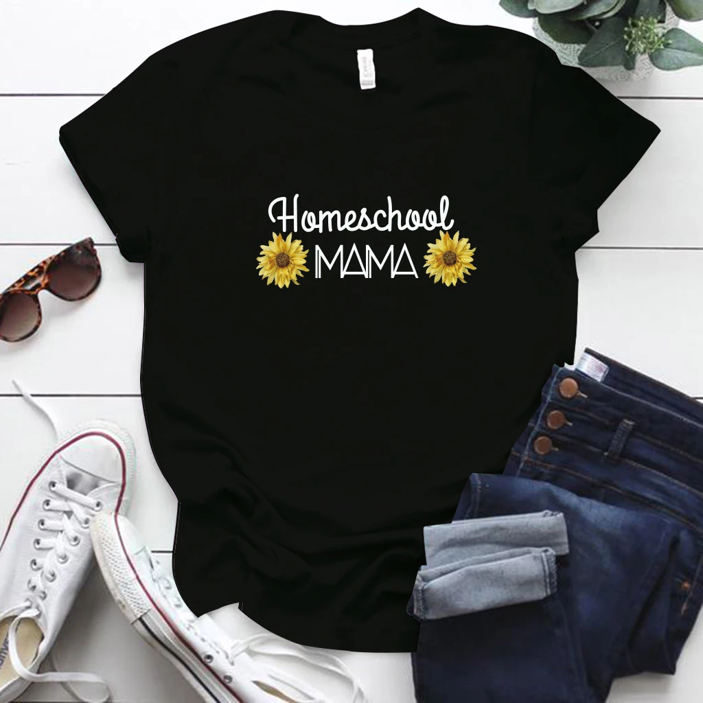 

Homeschool Mama Printed Women Tshirt Csual S-5XL Plus Size Tshirt Female Grunge Tumblr Young Hipster Tee Gift for Women Day Gift