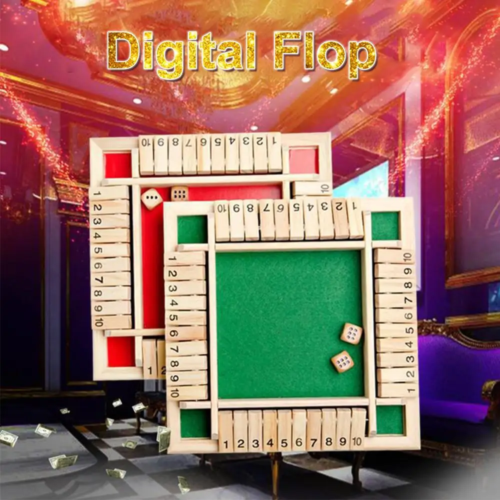 

Deluxe Four Sided 10 Numbers Shut The Box Board Game Set Dice Party Club Drinking Games for Adults Families