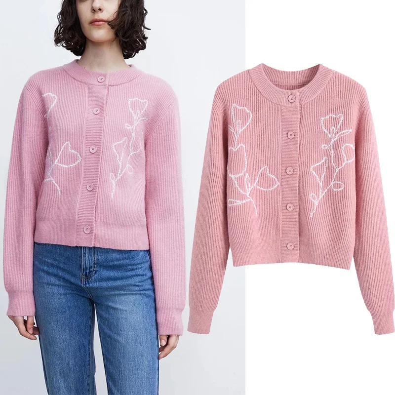 

Женский однотонный кардиган WSL TRAF ZA, модный свитер с V-образным вырезом и длинным рукавом, пальто, шикарный теплый свитер на пуговицах, Осень-...