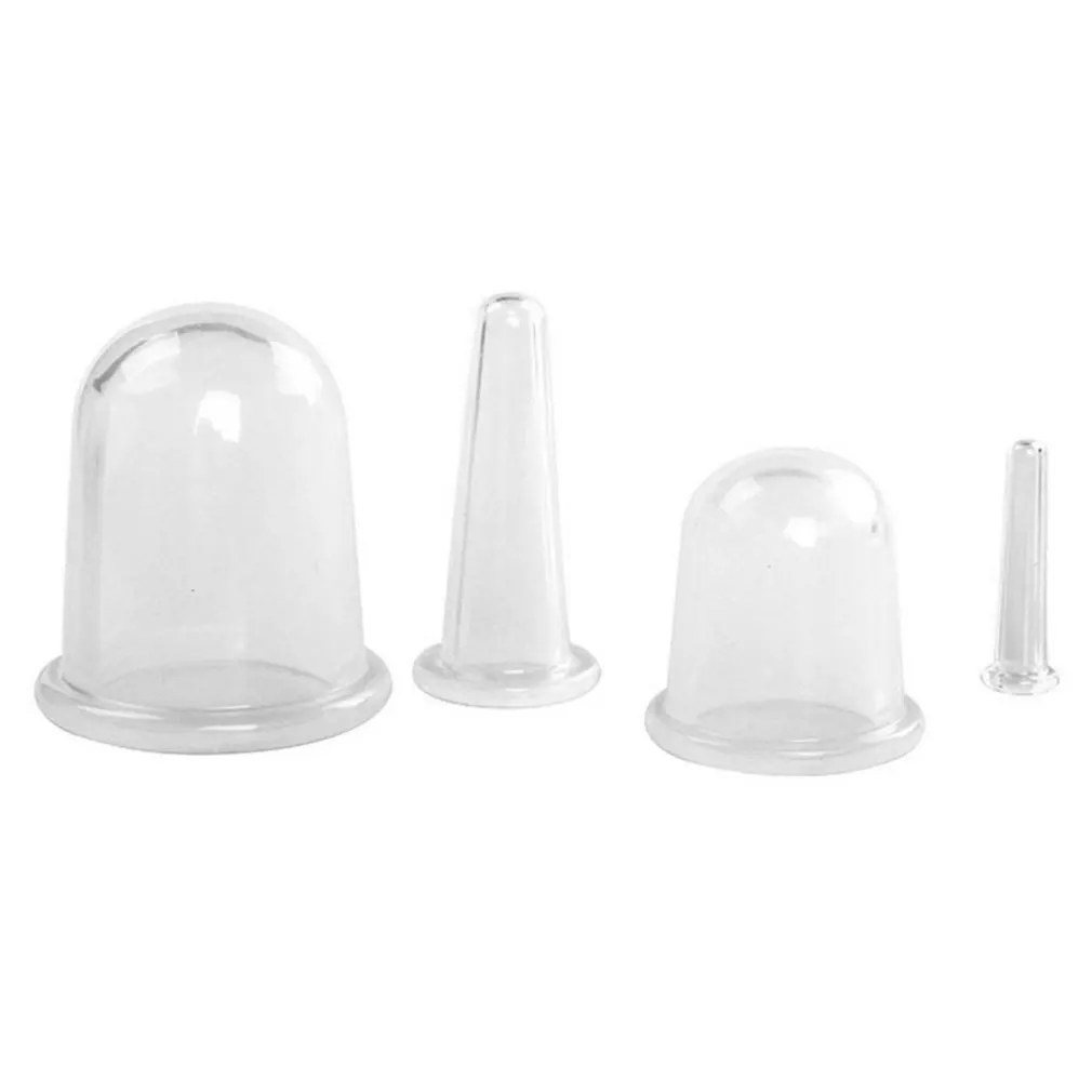 4pcs Вакуумные силиконовые банки для массажа тела, антицеллюлитные чашки, семейный уход за здоровьем, массаж лица, шеи, медицинский насос на присоске, 4 шт - Цвет: 4pcs