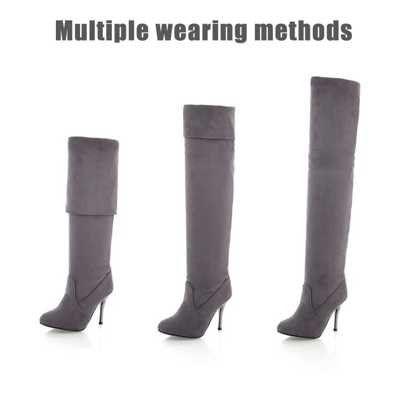 2019 г. Новые ботфорты пикантные женские сапоги женская обувь до колена зимняя