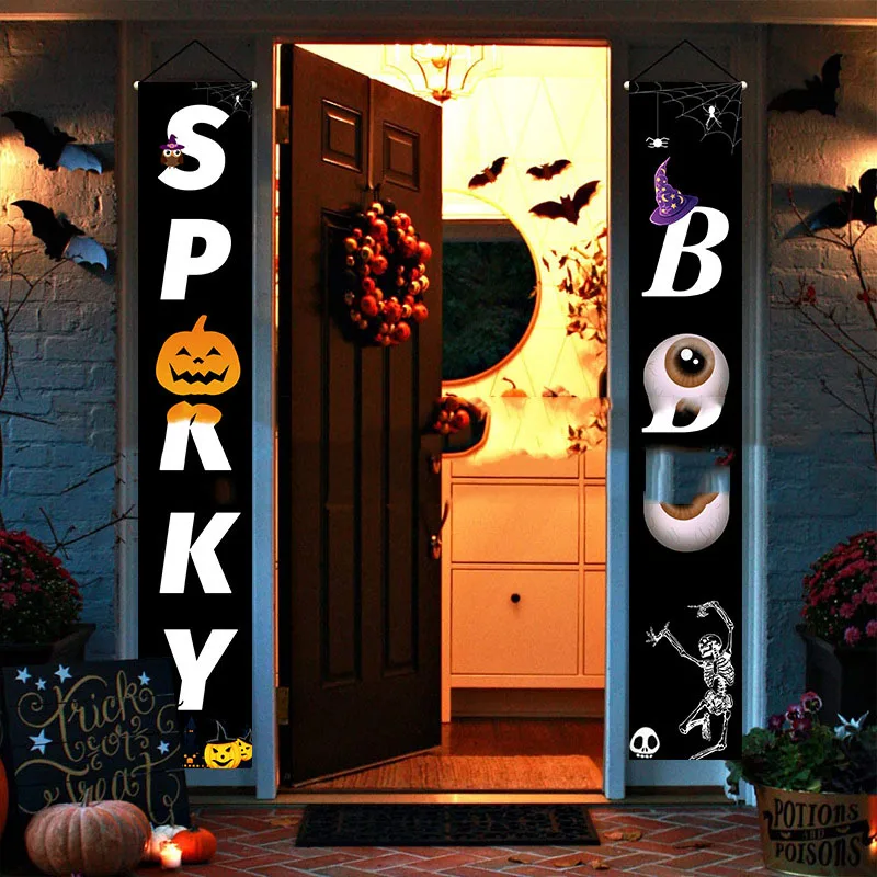 

9 Different Halloween Gate Door Couplet Ornaments Props Party Supplies Home Banner Decoration Halloween Trick or Treat Hanging