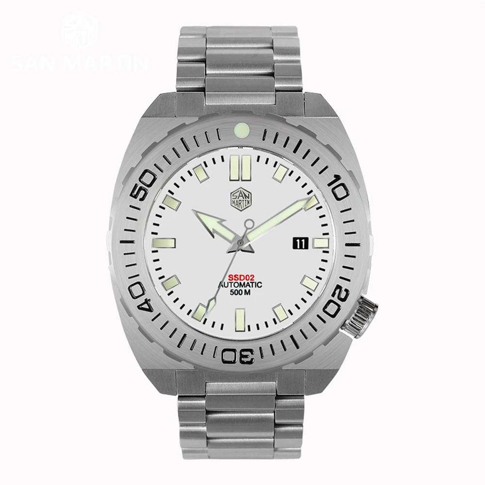 White SW200 San Martin Diver часы Мужские механические часы Автоматические сапфировые водонепроницаемые 500 м светящиеся из нержавеющей стали Ограниченная серия - Цвет: White SW200