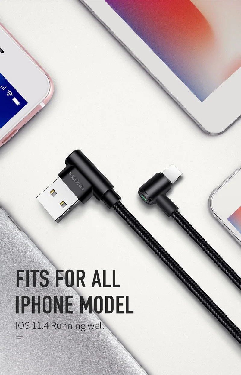 MCDODO USB светодиодный кабель для быстрой зарядки и передачи данных для iPhone 11 Pro XS MAX X XR 8 7 6 Plus 5 6s s USB кабель для зарядки мобильных телефонов