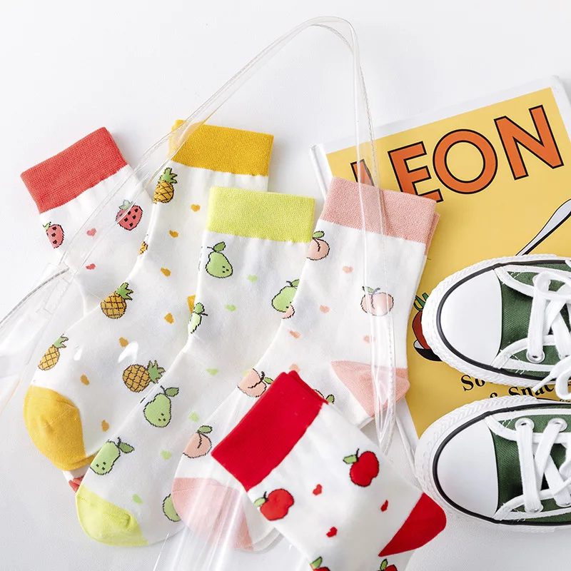

New Funny Fruits Comfortable Cotton Socks Women Japanese Korean Harajuku Kawaii Socks Preppy Style Cute Avocado Girls Sock Sox