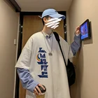 LIFENWENNA, осенняя Новая модная повседневная мужская футболка с круглым вырезом футболка с длинным рукавом для мужчин, модные лоскутные футболки 3XL