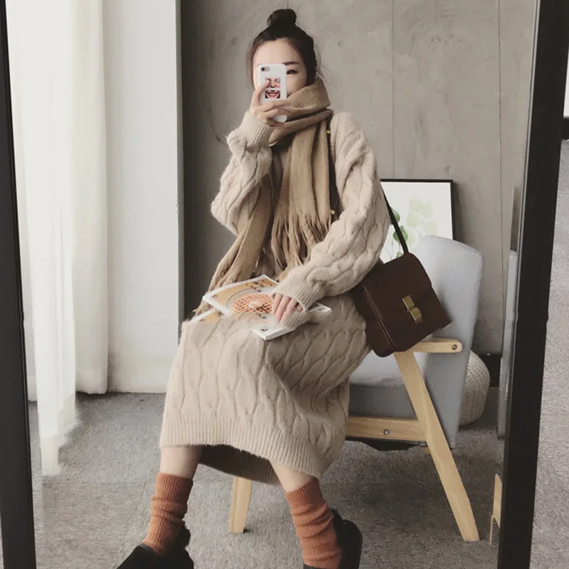 Осенний и зимний стиль утолщенный теплый персонализированный скрученный свитер