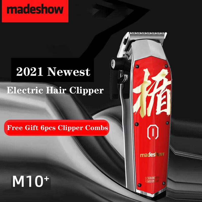 Madeshows M10 Clipper Professional Hair Cutting Machine For Men Electric Trimmer With 6pcs Clipper Combs Barber Haircut Tool