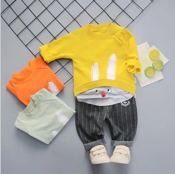 

Spring Autumn Children Boys Girsls Clothing Cotton Long Sleeve RABBIT Sets Kids Clothes Tracksuit Baby T-Shirt Pants 2 Pcs/Suit