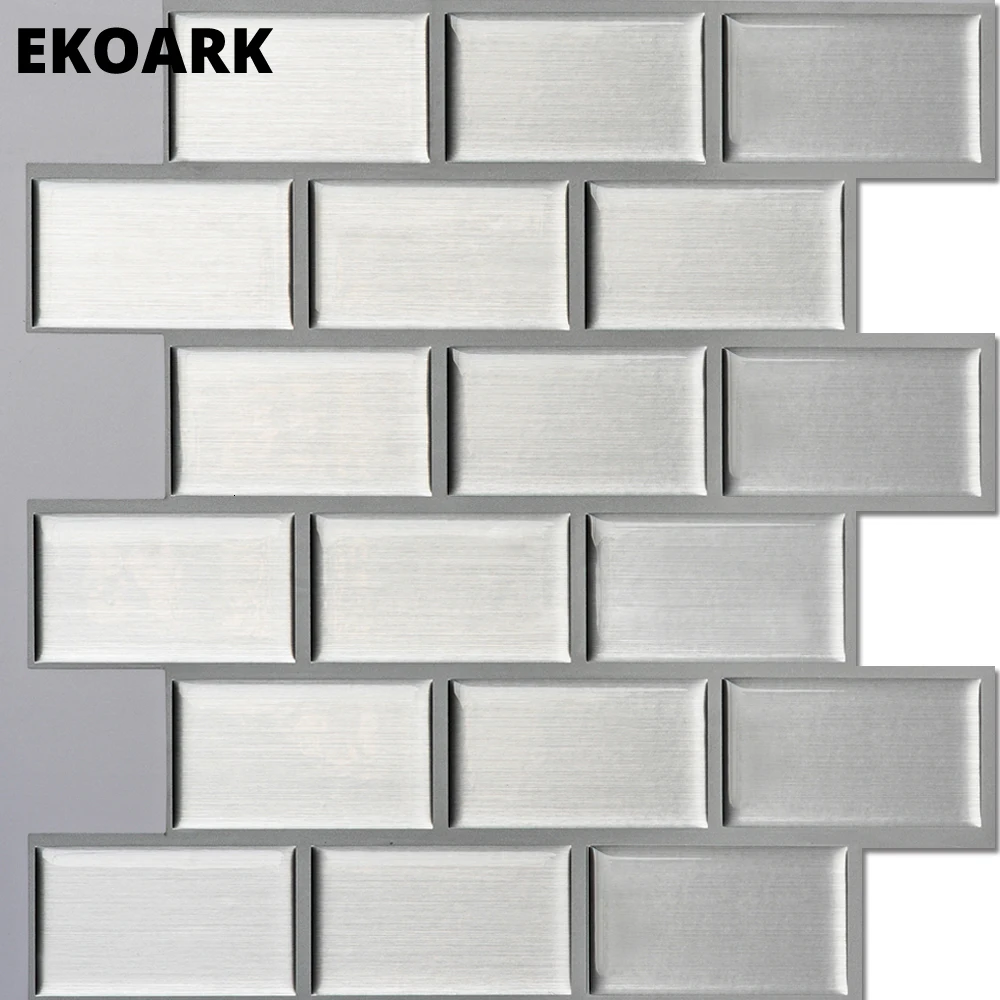 6 упак./лот 25*25 см 3D стены Стикеры самоклеящаяся muur Стикеры для декора комнаты Кухня/Стикеры в ванную серебро кирпич Стикеры s mura