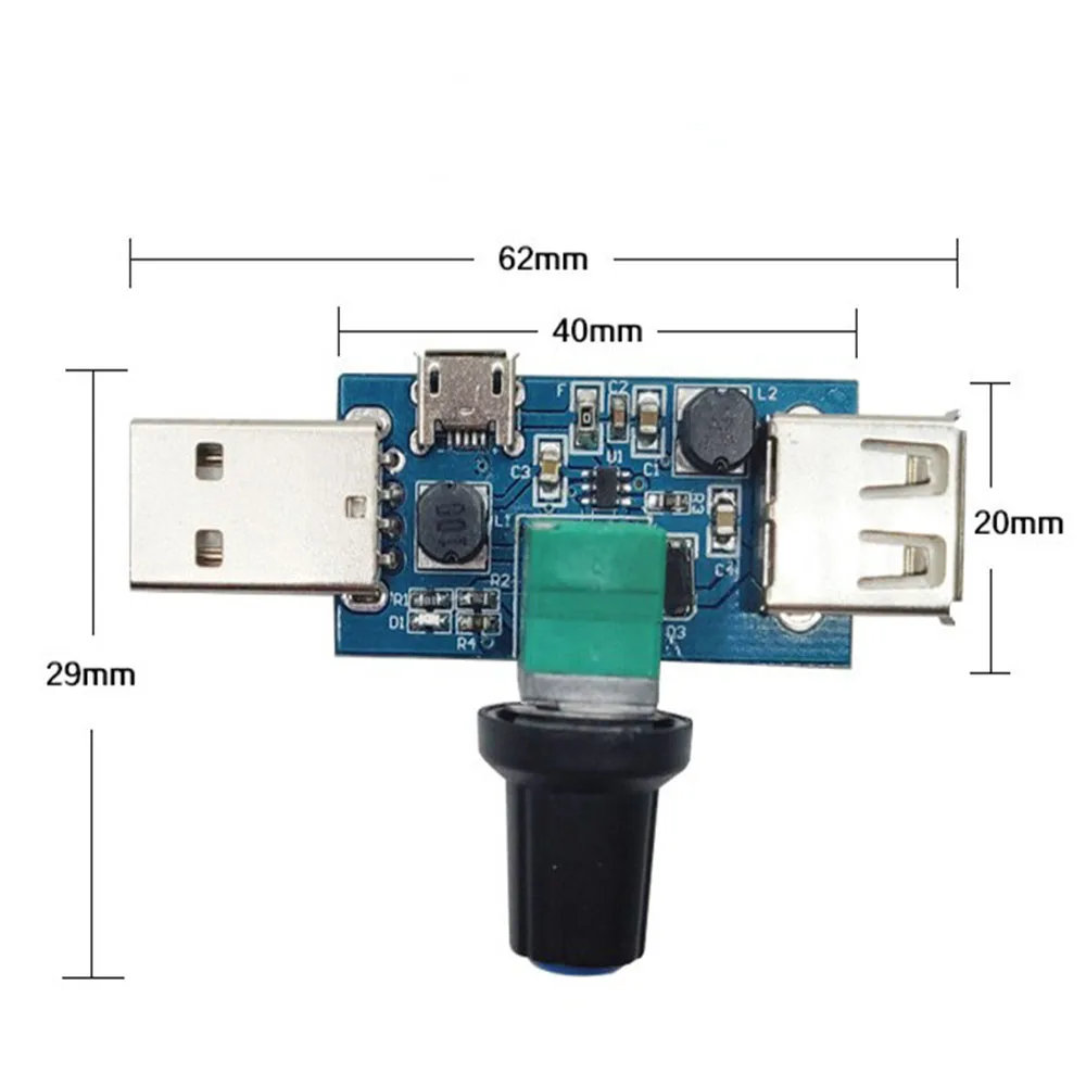 DC4-12V 5W USB Fan Governor Wind Speed Controller Regulator with Switch Speed Module Fan Governor Volume Regulator Switch Knob