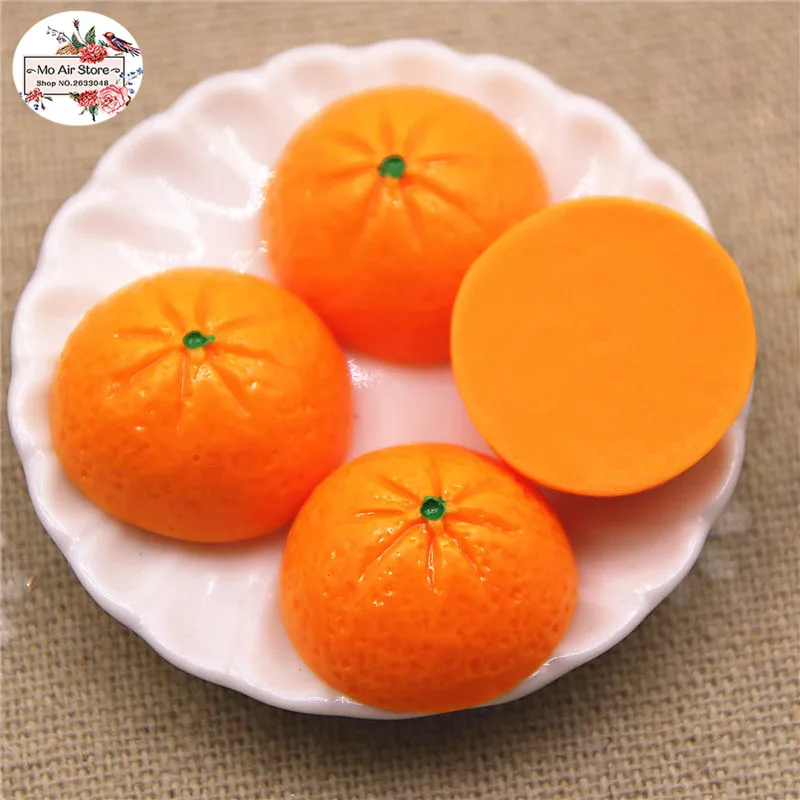 Полуапельсиновые фрукты 10 шт. 3D кабошон с плоской задней стороной миниатюрные
