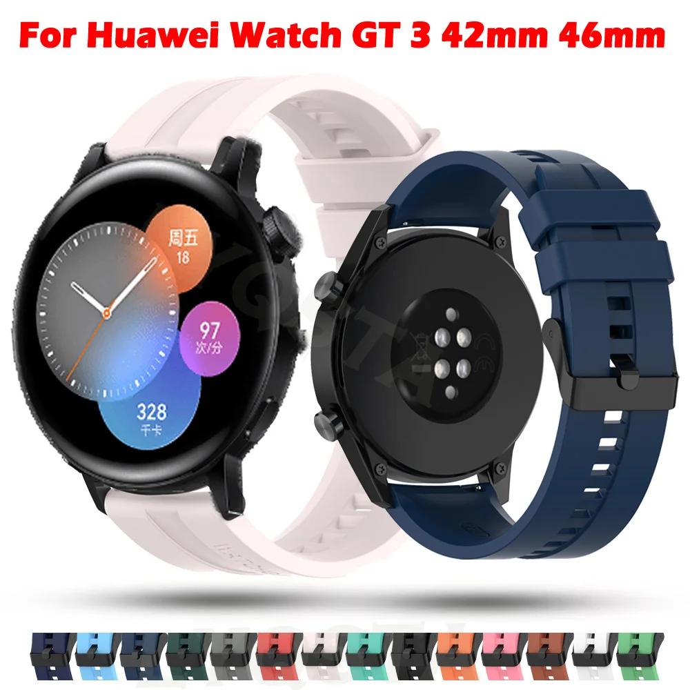 

Силиконовый ремешок для смарт-часов Huawei Watch GT 2/3 /Pro/GT3/ GT2 42 46 мм, браслет для GT Runner 46 мм