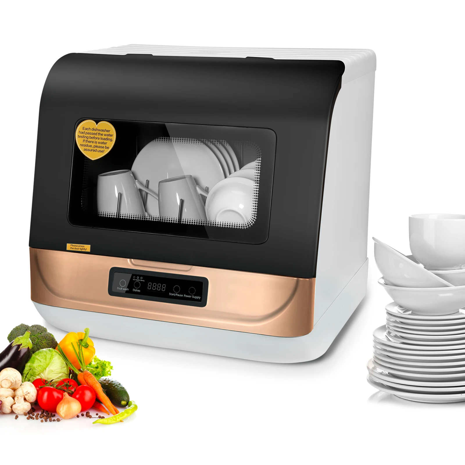 Lavavajillas de 5L, armario de desinfecci&oacute;n peque&ntilde;o de escritorio dom&eacute;stico completamente autom&aacute;tico, platos integrados inteligentes, lavadora de cocina-0