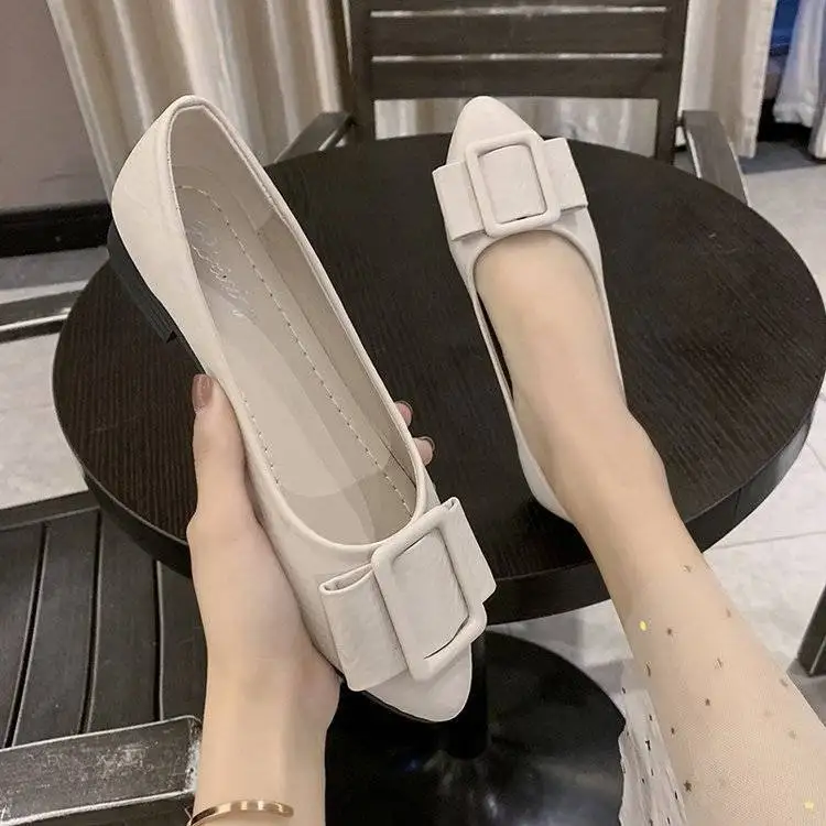 

New Korean style fashion rhinestone bow shallow mouth flat shoes for women