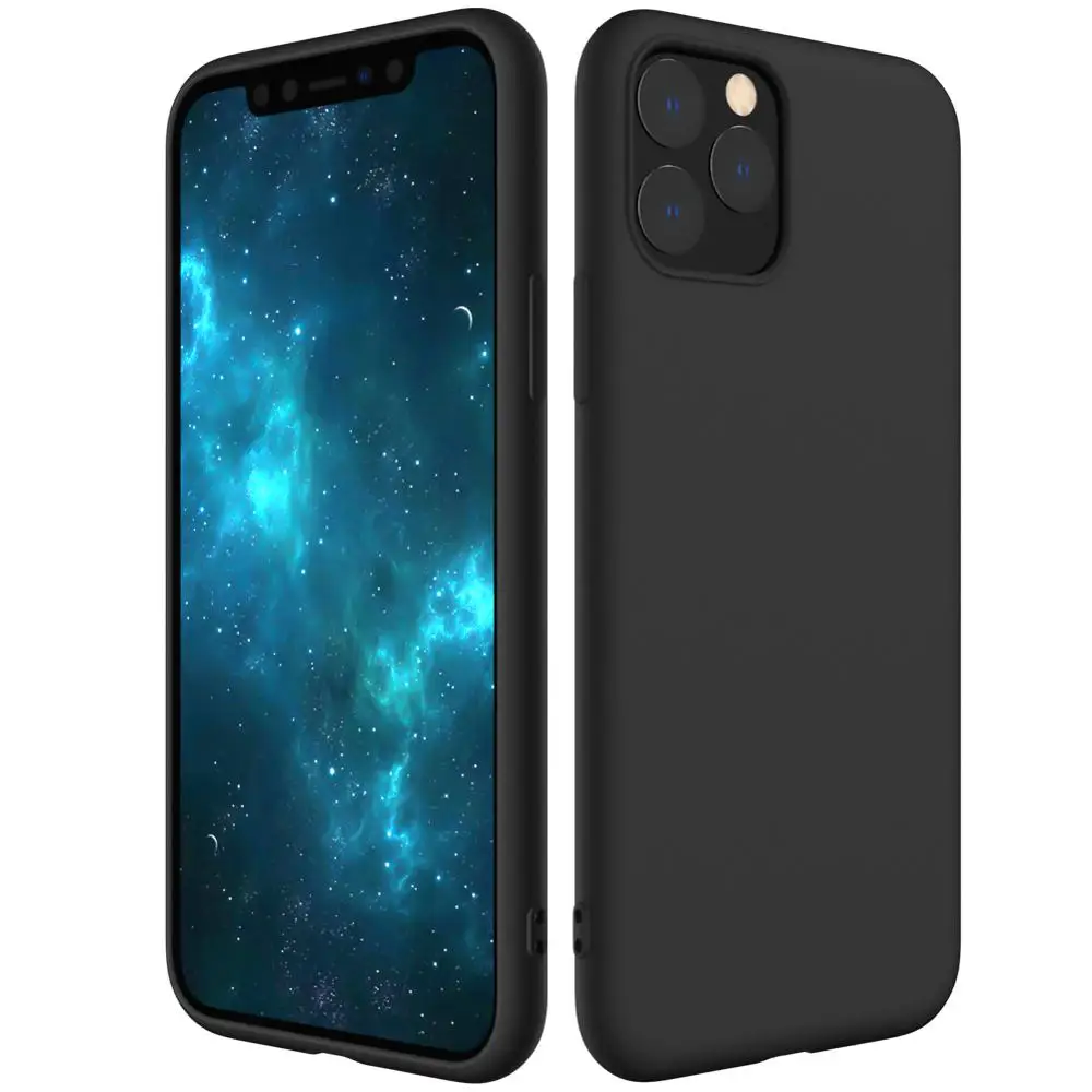 100 шт чехол для телефона, совместимый с iPhone 11 Pro, ультра тонкий и полностью защитный жидкий силиконовый мягкий чехол 6,5'' - Цвет: Черный