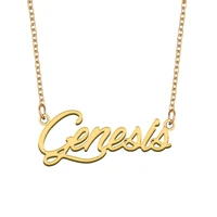 genesis name necklace for women stainless steel jewelry 18k gold plated nameplate pendant femme mother girlfriend gift