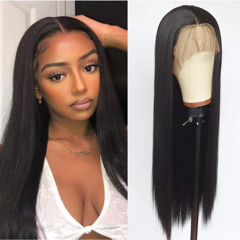 DOMINO Lace Front Human Hair Wigs Straight 4x4 180% Peruvian Remy Hair 4x4 Closure Wig 30 Inch Frontal Wigs Women