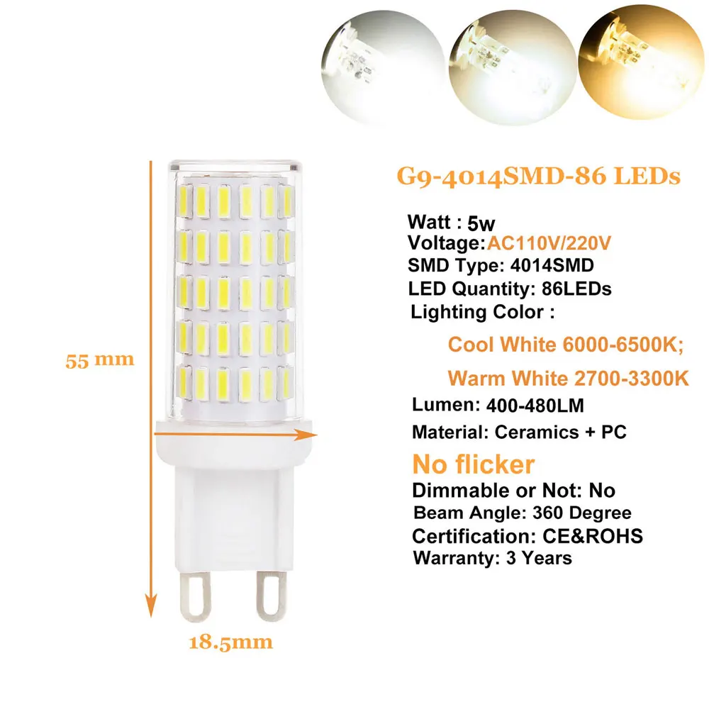 Светодиодная лампочка G9 110 в 220 3 вт 4 5 6 COB SMD 4014 2835 сменные галогенные лампочки для