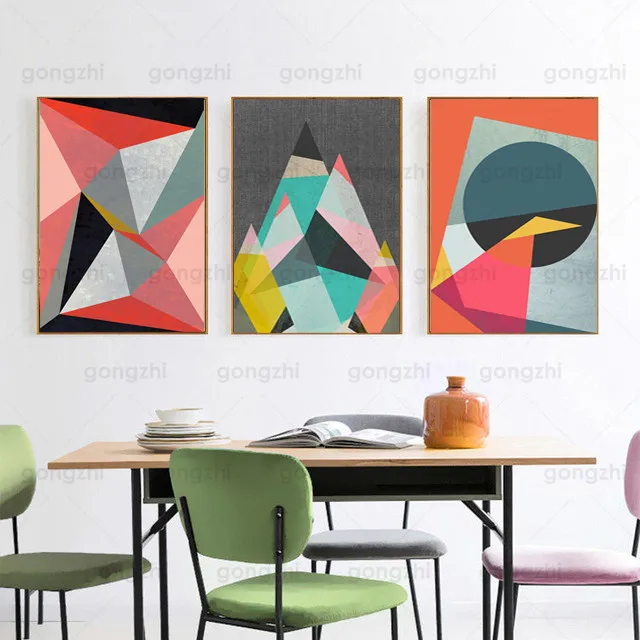 

Abstract Multicolor Geometric Graphic Art Design Color Block Wall Painting Minimalist Nordic Style Home Decoration Canvas Poster