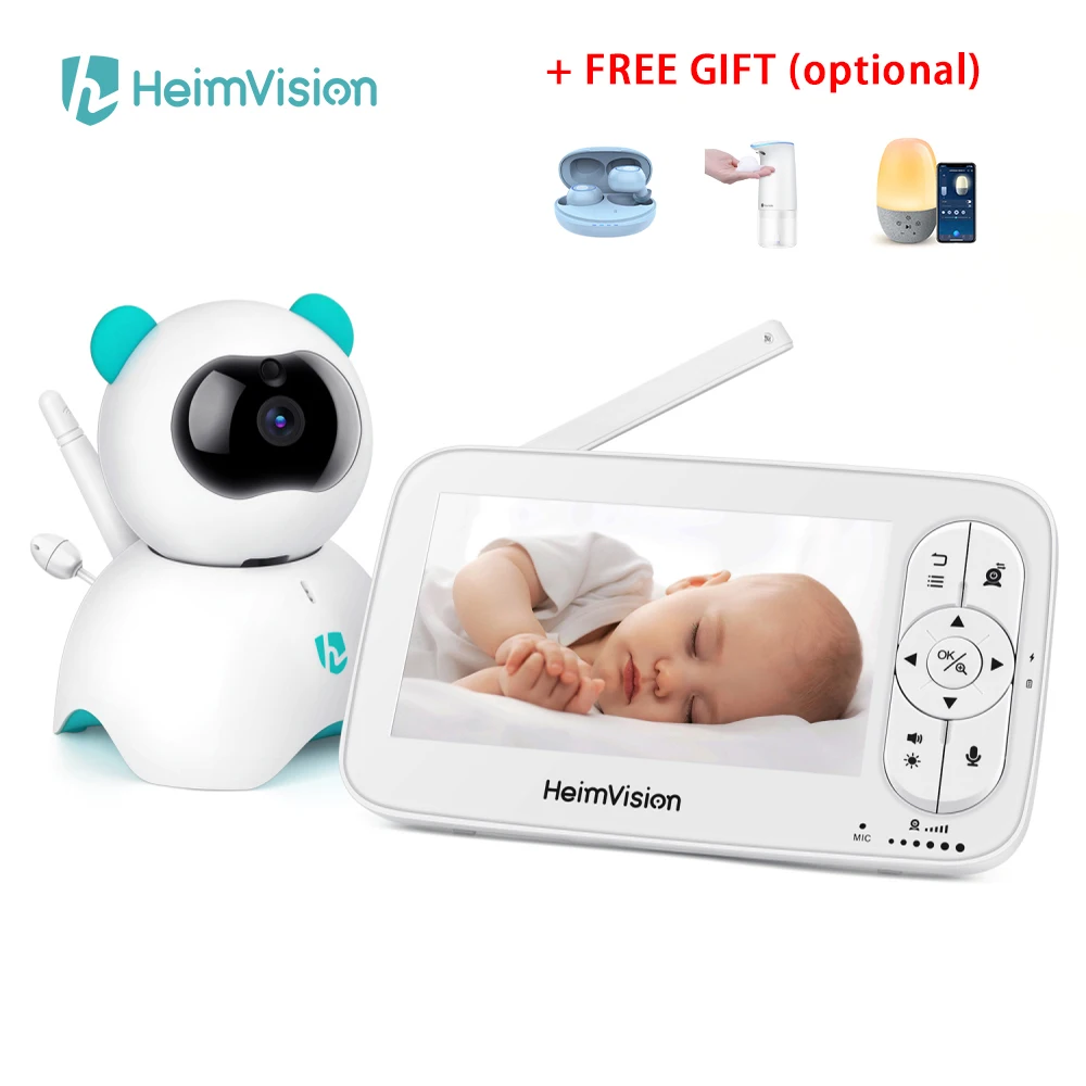 Видеоняня HeimVision HMA36MQ с камерой, беспроводная, 720P, HD, ночное видение, температура сна, 5,0 дюйма - изображение
