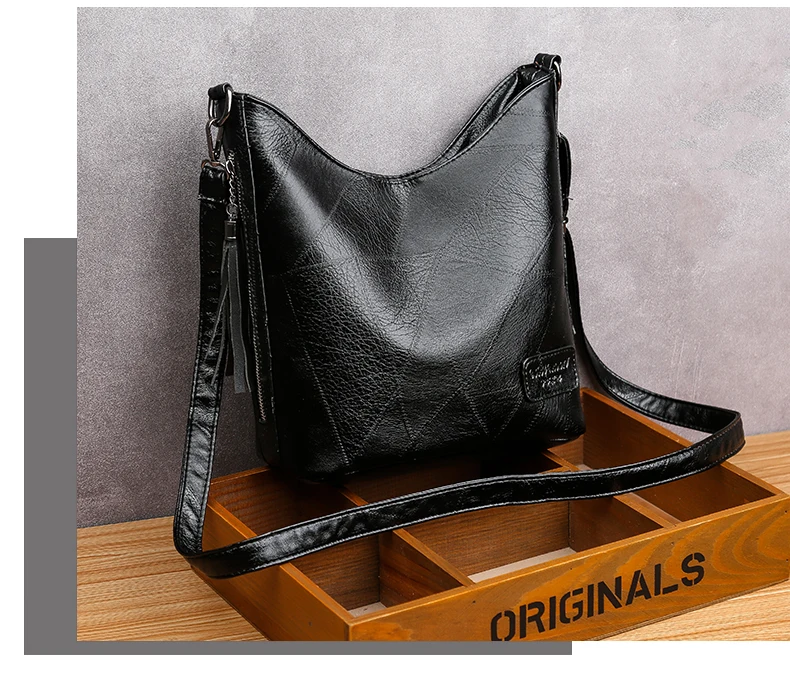 Vintage Female Shoulder Messenger Bag Ladies Soft PU Leather Crossbody Bags For Women Handbag Sac Fashion Tassel Bucket Bag