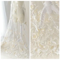 tulle mesh embroidery lace fabric off white wedding gowns lady dress 1 meter phoenix flower