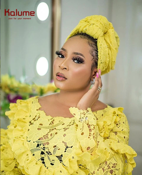 Ажурная кружевная ткань Kalume Африканский гипюровый шнур желтая вышивка