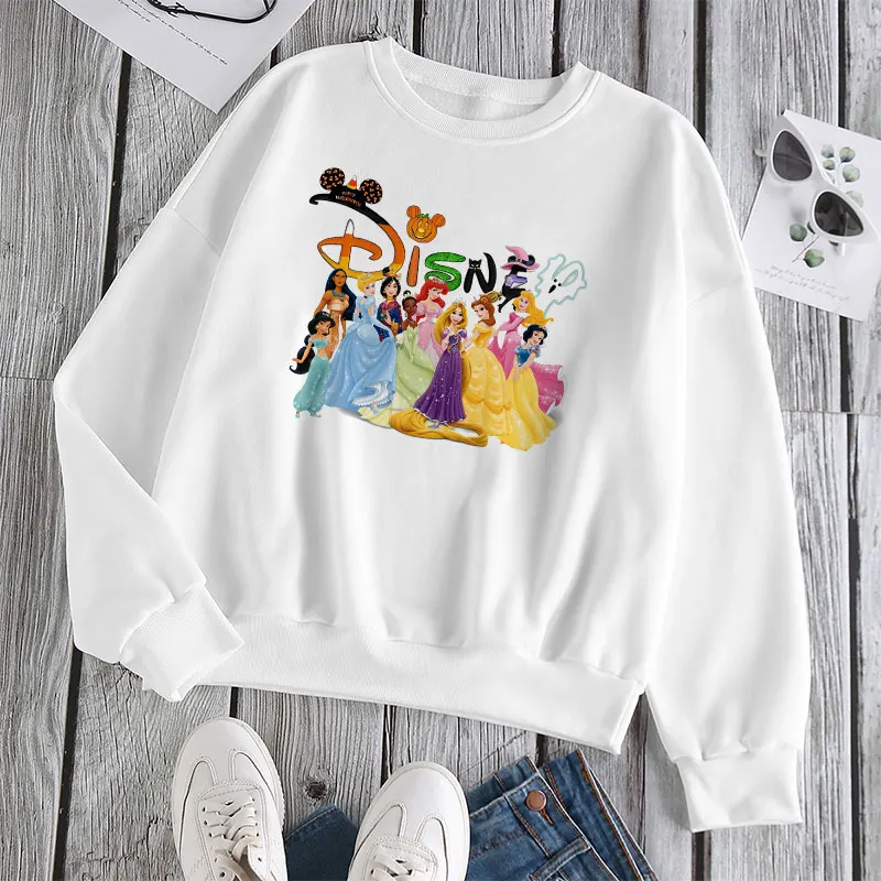 

Disney Cartoon Princess Women Sweatshirts New 2022 Fashion Spring Autumn Pullovers Tops Hoodies Casual Streetwear Female Clothes