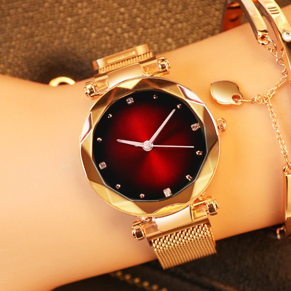 2020 новые роскошные женские часы модные элегантные с магнитной пряжкой розовое