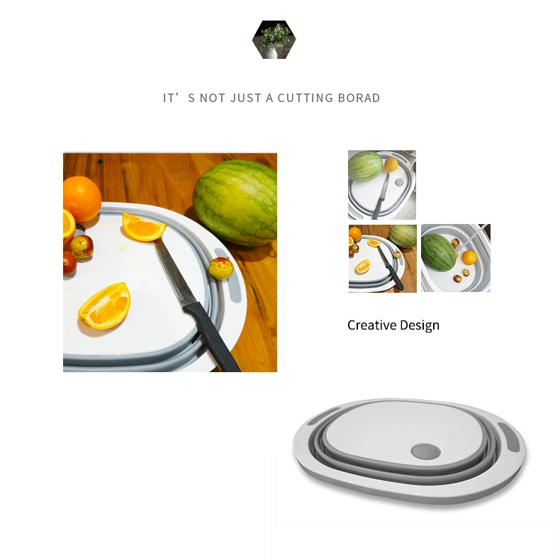 Folding Chopping Board Collapsible Cutting Kitchen Washable Basin with Drain Stand Organizer |