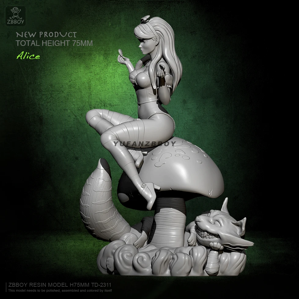 75 мм Смола Модель Наборы Алиса и волшебный кот смола фигурка Самосборная TD-2311 |