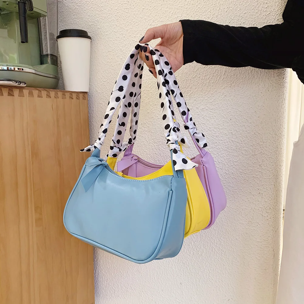 

Модные женские Сумки из искусственной кожи, портативный шелковый шарф, сумка через плечо, подмышек, повседневная женская однотонная сумка н...