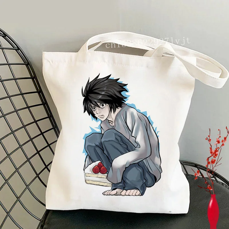 

Холщовые сумки через плечо death note в стиле Харадзюку, Повседневная Дамская сумочка-тоут через плечо, женская сумка-шоппер