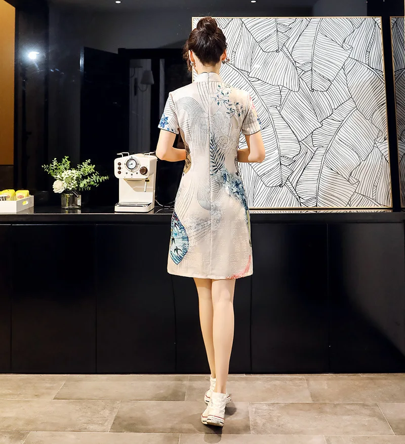 Sheng Coco Мини Свободные китайские Cheongsam платья свободные Qipao короткое китайское