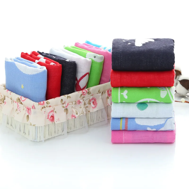 Хлопковое квадратное полотенце трехслойное маленькое для детского сада