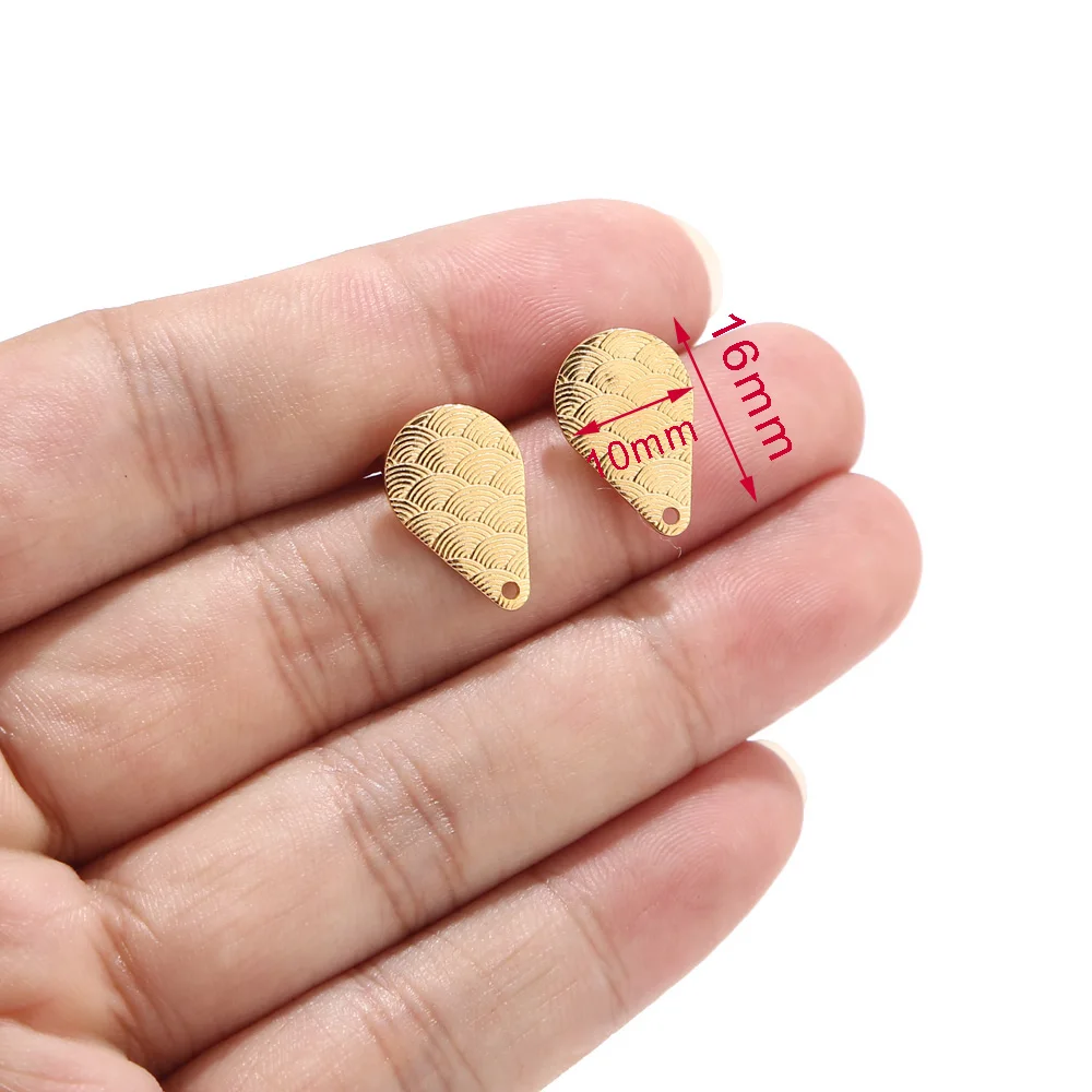Новинка 10 шт./лот золотые серьги-гвоздики из нержавеющей стали в форме