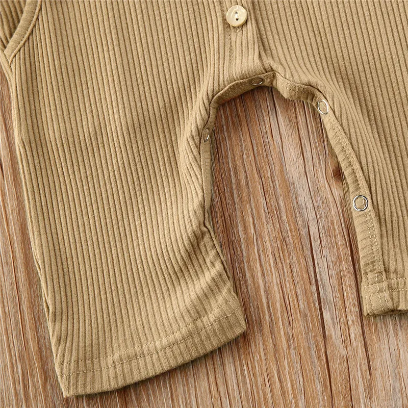 

Newborn Baby Girls Boys Rompers Infant Baby Boy Girl Ribbed Knitted Single Breasted Romper Short Sleeve Pocket Jumpsuits 0-24M