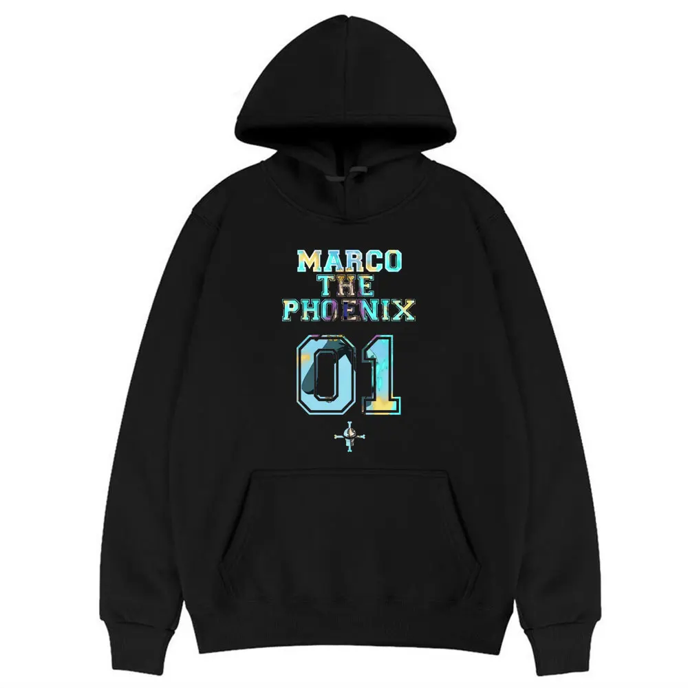 

Japan Anime One Piece Hoodies Whitebeard Pirates Marco Letter Print Hoodie Women Daily Casual Streetwear Male Fashion Sportswear