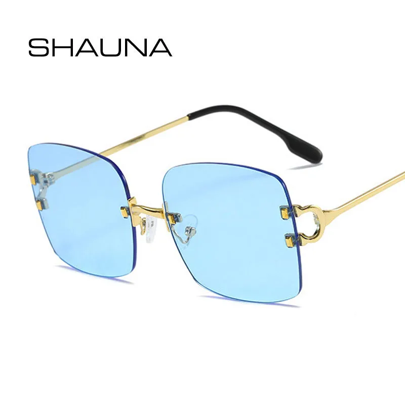 

SHAUNA Ins Popular Candy Colors Square Sunglasses Woman Fashion Rimless Tinted Eyewear Men Shades UV400 Sun Glasses