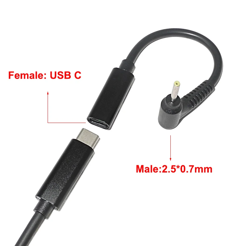 

Адаптер питания huiyuan USB Type-C на 2,5*0,7 мм мужской, адаптер для Asus EEE PC X101 X101H X101CH R011PX 1011PX 1015PW 1015PX