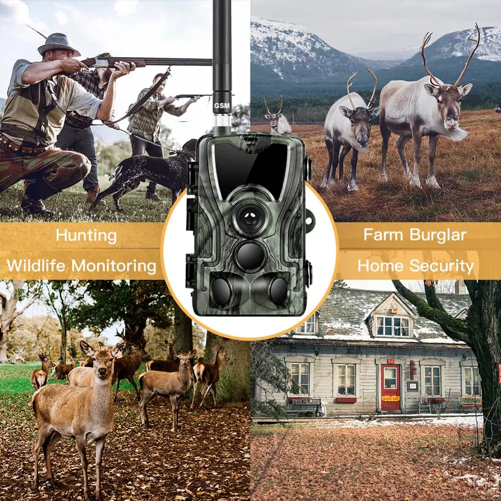 

HC801 2G 3G 4G MMS/SMS/Email Hunting Camera 20MP 1080P Night Vision Trail Camera 0.3s Trigger Wireless Surveillance Scout Camera