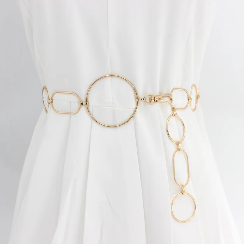 Style-2 CETIRI Модные женские с высокой талией круглый круговая цепь пояс для платья женские Девушки Дизайнер под металл, серебро, золото ремни женские - Цвет: Style-2