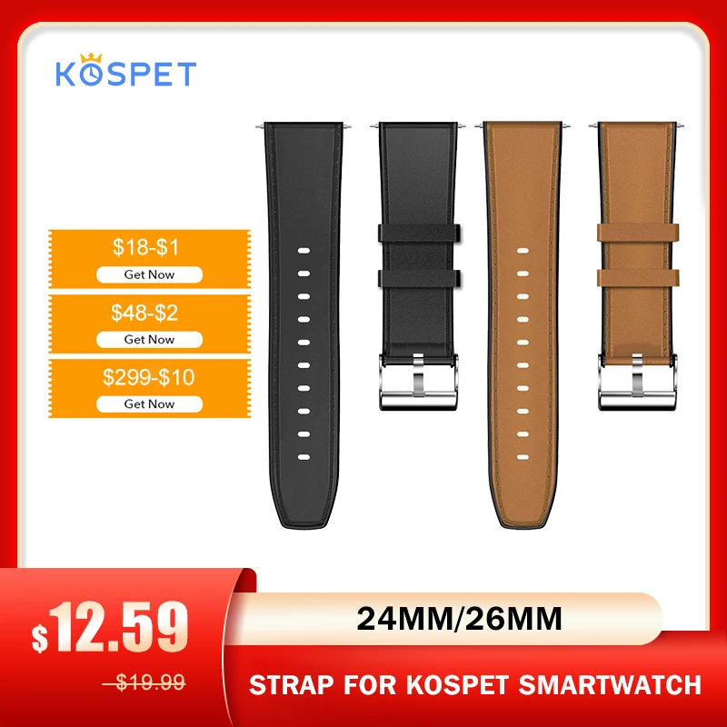 

24mm Watch Band Strap KOSPET Watch Strap 2021 Cowhide Silicon Stainless Smartwatch Strap For KOSPET Optimus 2 Smart Watch Phone