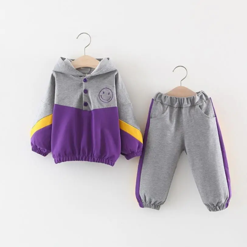 Комплект одежды для маленьких девочек осенний костюм рубашка с капюшоном и штаны