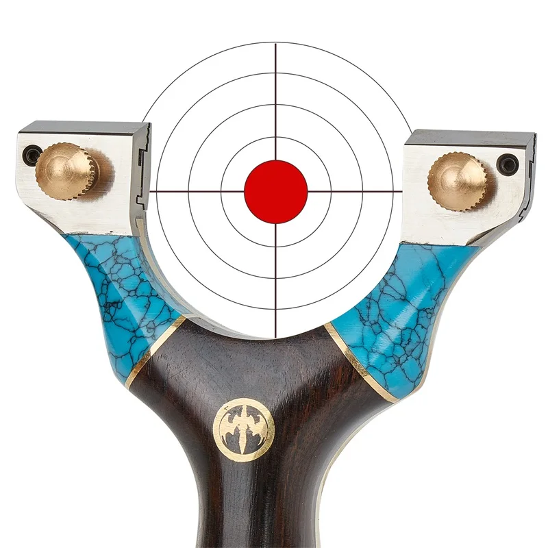 

Titanium Alloy Slingshot Delicateness Turquoise Catapult Sandalwood Handle Shooting Hunting Sling Accessories Flat Rubber Band